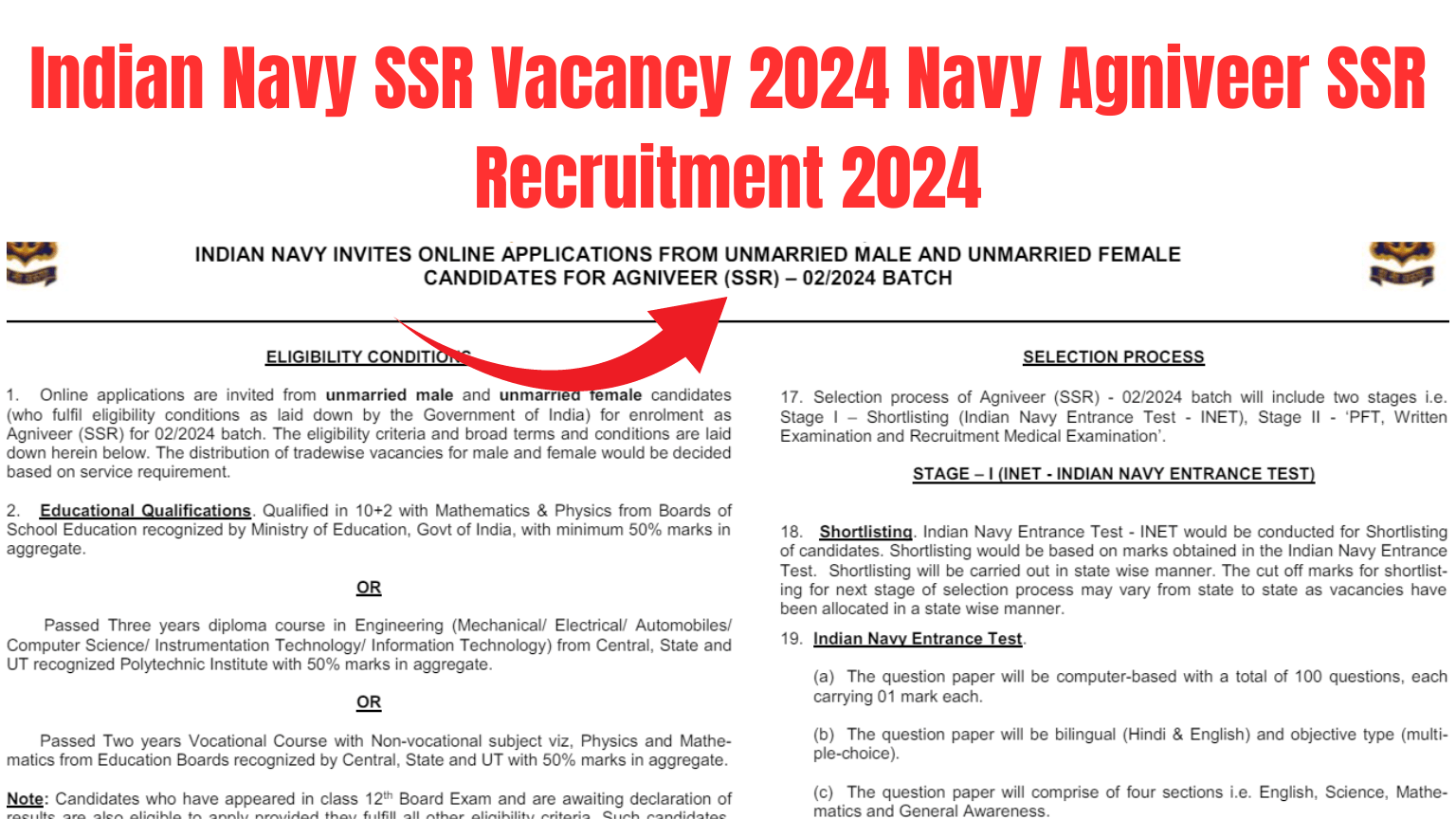 Navy SSR Vacancy 2024