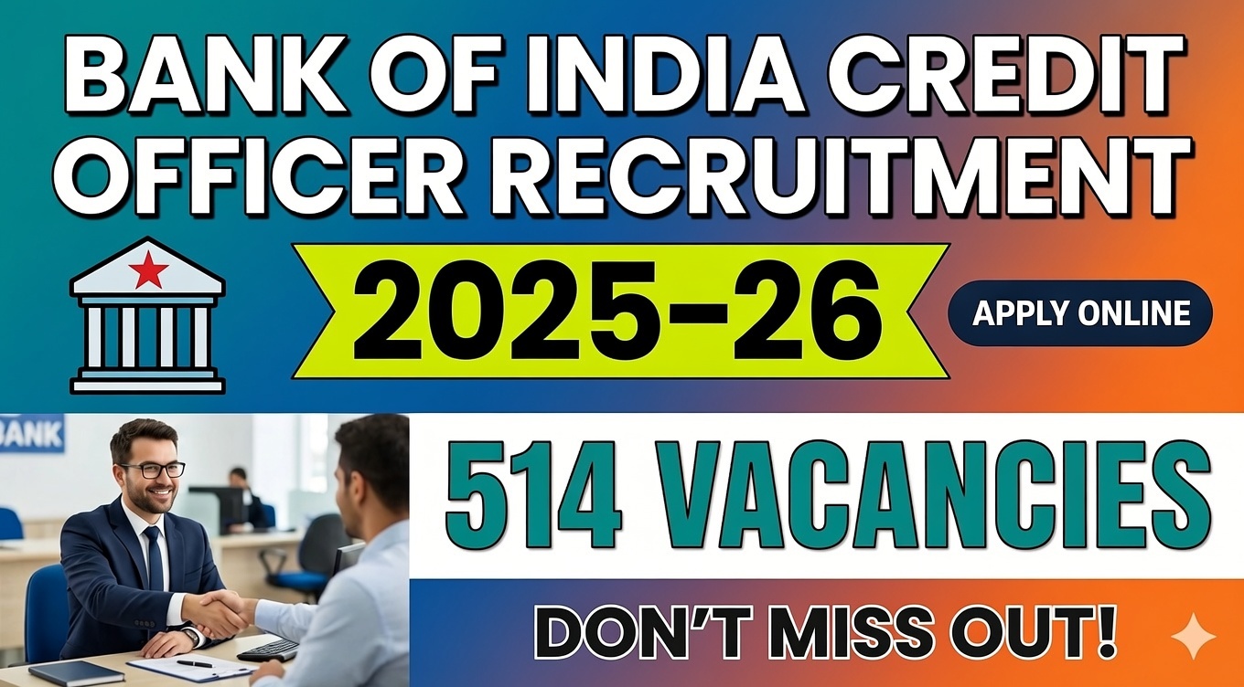 Bank Of India SO Recruitment 2025 - Apply Online for 514 Credit Officer Posts